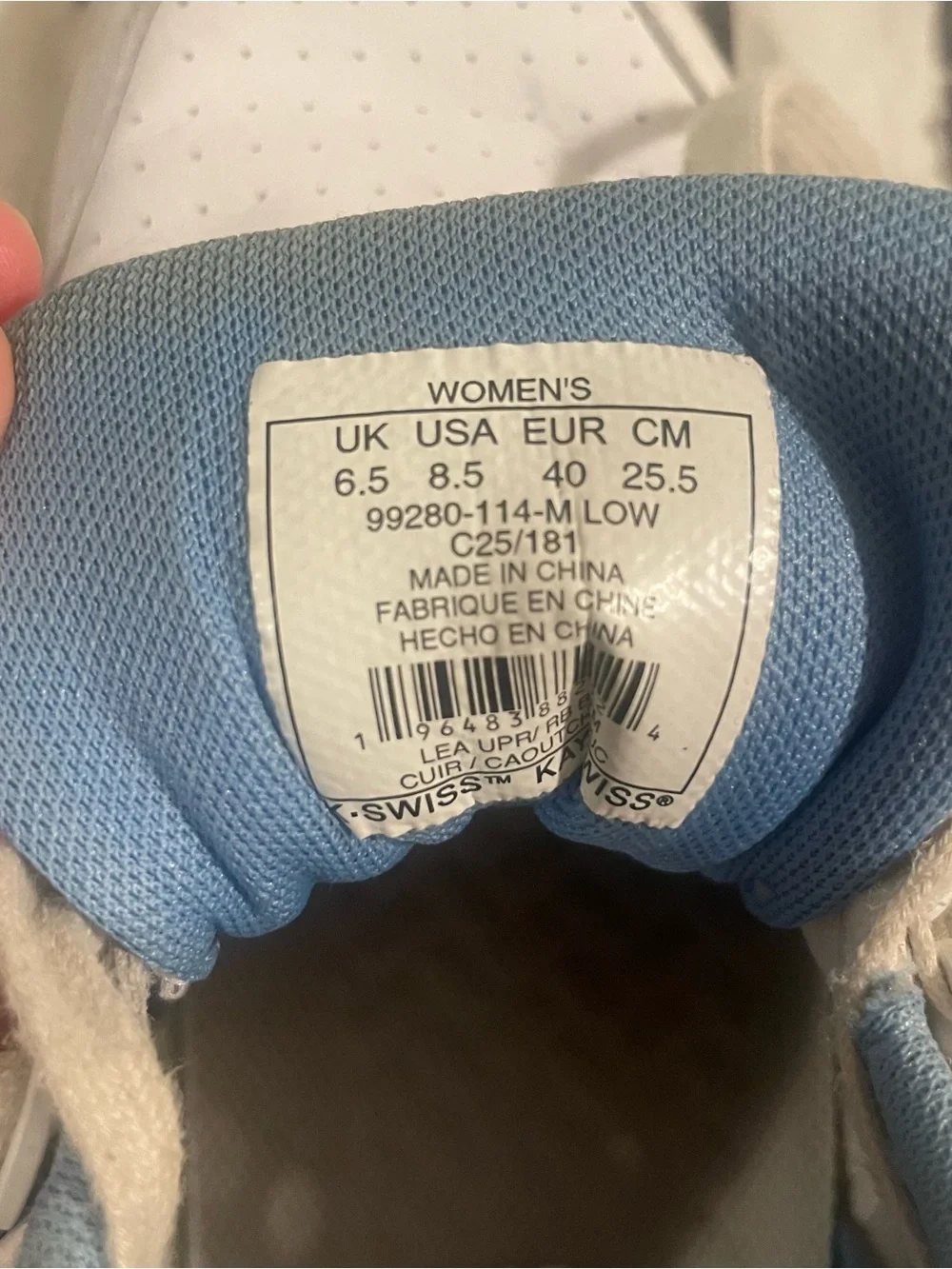 K-Swiss Si-18 White Sneaker Women’s 8.5
